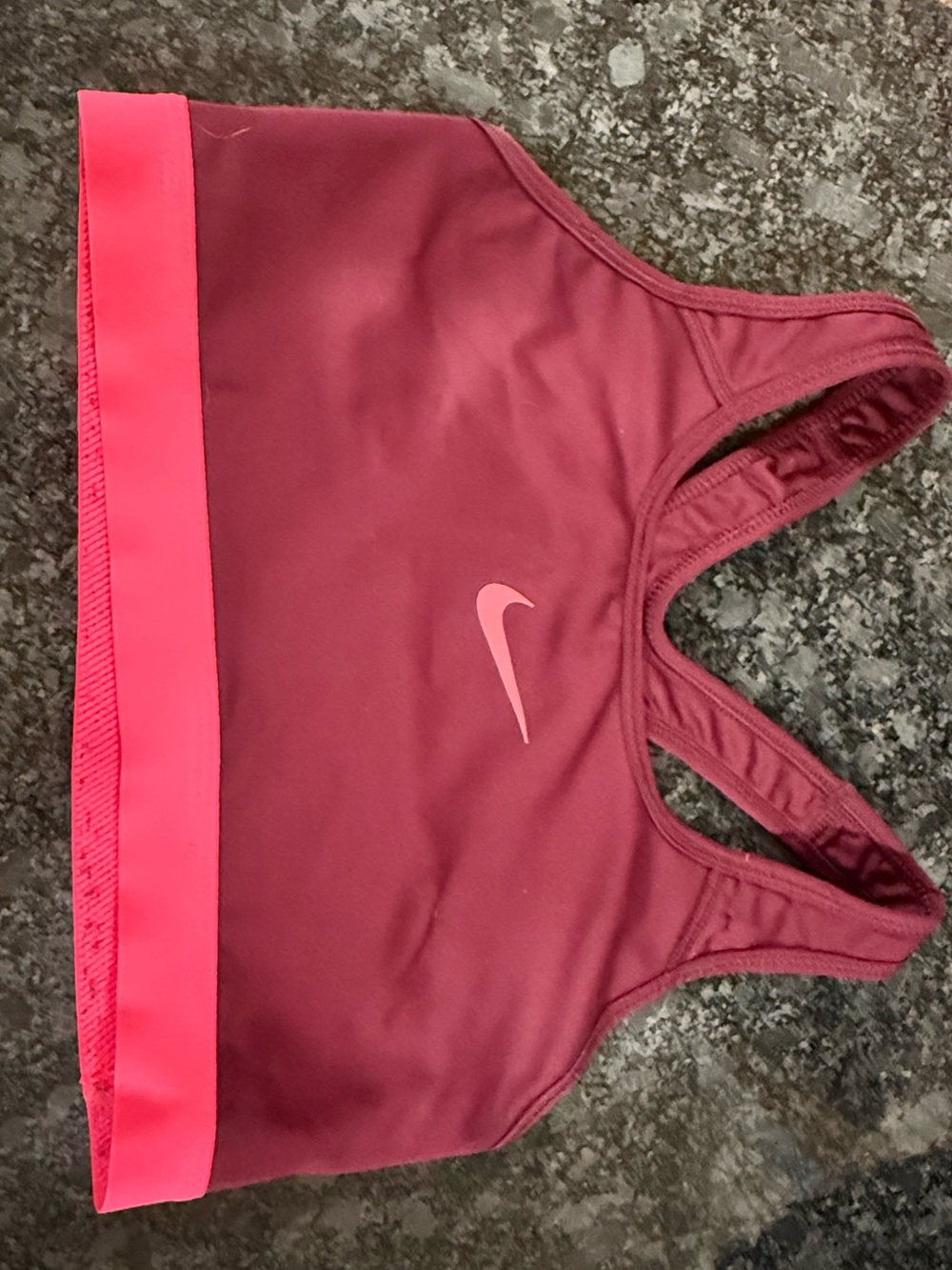 Nike Women's Burgundy and Pink Athletic Swim Top